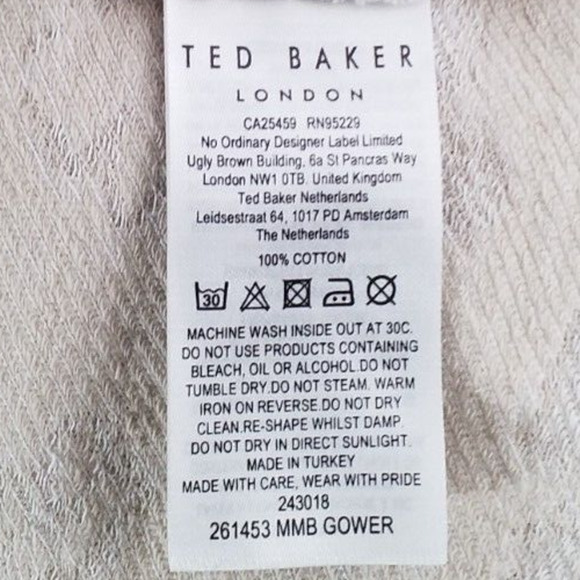 Ted Baker Men’s Gower Magnolia Jacquard Floral Shirt Off White Size L / 4 - Picture 6 of 6